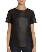 Elie Tahari Sandra Perforated Leather Top - Lyst
