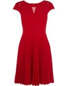 Karen Millen Pleated Red Dress - Lyst