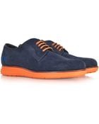 D’acquasparta Ocean Blue Suede Oxford W/ Fluo Orange Rubber Sole - Lyst