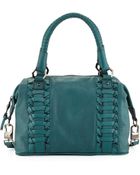 Romy Gold Pebble Leather Woven Satchel - Lyst