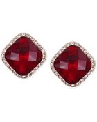 Anne Klein Red Stone And Glitz Square Stud Earrings - Lyst