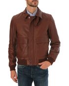 Vicomte A. Brown Leather Aviator Jacket With Wool Collar - Lyst