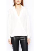 Asos Tall Wrap Front Blouse - Lyst