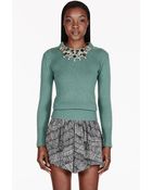 Burberry Prorsum Sage Cashmere Embellished Guernsey Sweater - Lyst