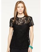 Ralph Lauren Black Label Leather-Trim Lana Top - Lyst