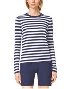 Michael Kors Striped Compact Cotton Crewneck - Lyst