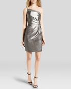 Halston Heritage Dress - One Shoulder Lamé Side Drape - Lyst