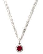 Cz By Kenneth Jay Lane Round Halo Pendant Necklace - Lyst