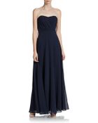 Vera Wang Strapless Chiffon Dress - Lyst