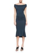 Donna Karan New York Draped Flute-Skirt Jersey Dress - Lyst