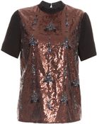 Erdem Penny Ss Sequin Embrd Top - Lyst