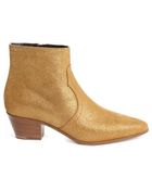 Saint Laurent Gold Metallic Leather Ankle Booties - Lyst