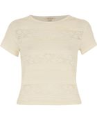 River Island Cream Lace Ruffle Short Sleeve Top - Lyst