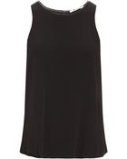 T By Alexander Wang Crepe Top With Leather Trim - Lyst