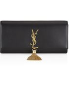 Saint Laurent Classic Monogramme Tassel Clutch - Lyst