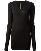 Rick Owens V-Neck Sweater - Lyst