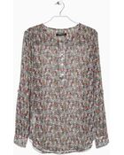 Mango Printed Chiffon Blouse - Lyst