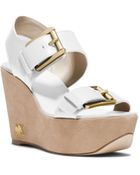 Michael Kors Warren Leather Wedge Sandal - Lyst