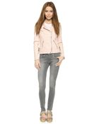 Rebecca Taylor Washed Leather Jacket - Nude - Lyst