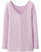 Uniqlo Women Heattech V Neck Long Sleeve T-Shirt - Lyst