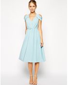 Asos Wrap Front Midi Dress - Lyst