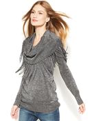 Michael Kors Michael Fringed Cowl-Neck Sweater - Lyst