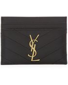 Saint Laurent Monogramme Quilted Card Holder - Lyst