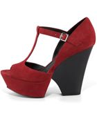 Rachel Zoe Frankie T-strap Suede Wedge - Lyst