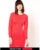 Markus Lupfer Neon Fishnet Raglan Eva Dress - Lyst