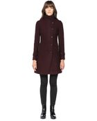 SOIA & KYO Ren Classic Wine Fitted Winter Wool Coat With Fur Collar - Lyst