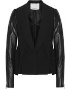 3.1 Phillip Lim Leathersleeved Woolblend Biker Jacker - Lyst