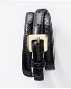 Ann Taylor Exotic Embossed Leather Skinny Belt - Lyst