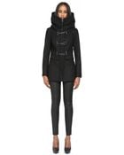 Mackage Zandra Black Hooded Wool Coat With Toggles - Lyst