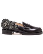 No 21 Embellished Leather Penny Loafers - Lyst