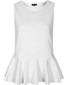 Topshop Jacquard Peplum Shell Tops - Lyst