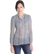 Lucky Brand Printed Peasant Top - Lyst
