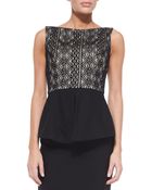 Nha Khanh Arden Solid/Lace Peplum Top - Lyst