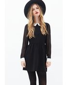 Forever 21 Collared Chiffon Dress - Lyst