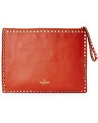 Valentino Red Platinum Oversized Rockstud Clutch - Lyst
