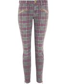 Current/Elliott The Soho Checked Low-Rise Skinny Jeans - Lyst