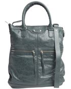 Balenciaga Green Leather Convertible Tote Bag - Lyst
