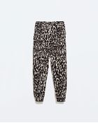 Zara Animal Print Elasticated Waist Trousers - Lyst