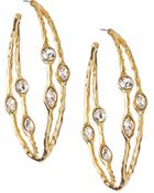 Kenneth Jay Lane Hoop Earrings W/ Rhinestones - Lyst