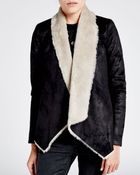 The Kooples Jacket - Faux Shearling Drape - Lyst
