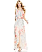 Vince Camuto Printed Chiffon Maxi Dress - Lyst