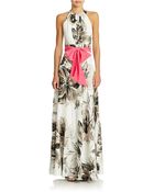 Eliza J Floral Halter Gown - Lyst