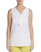 La Via 18 Sleeveless Draped Poplin Top - Lyst