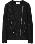 Balmain Sequined Wool-Blend Biker Jacket - Lyst