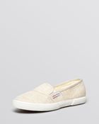 Superga Slip On Flat Sneakers Linen - Lyst