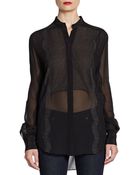 3.1 Phillip Lim Laceinset Silk Chiffon Blouse - Lyst